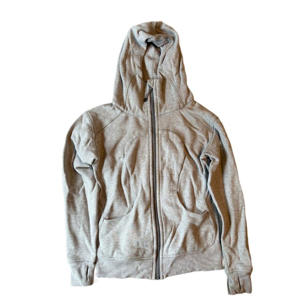 lululemon Scuba Full-Zip Hoodie Size 4 Heathered Gray Fleece Thumbholes